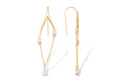 Золотые cерьги висячие с фианитом