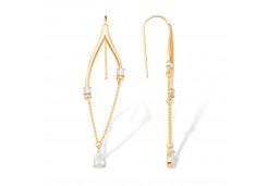 Золотые cерьги висячие с фианитом