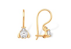 Золотые cерьги классические с фианитом