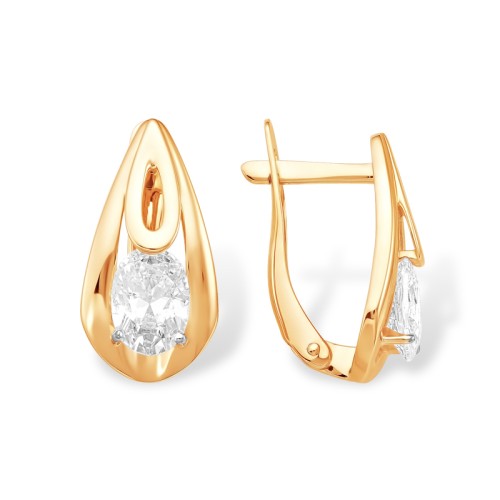 Золотые cерьги с фианитом