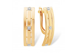 Золотые cерьги классические с фианитом