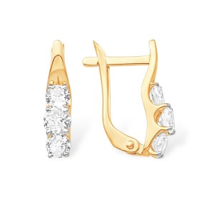 Золотые cерьги с фианитом