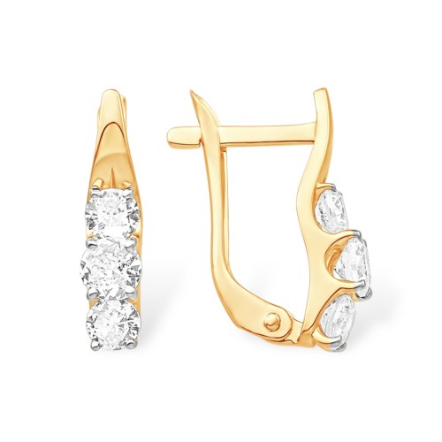 Золотые cерьги с фианитом