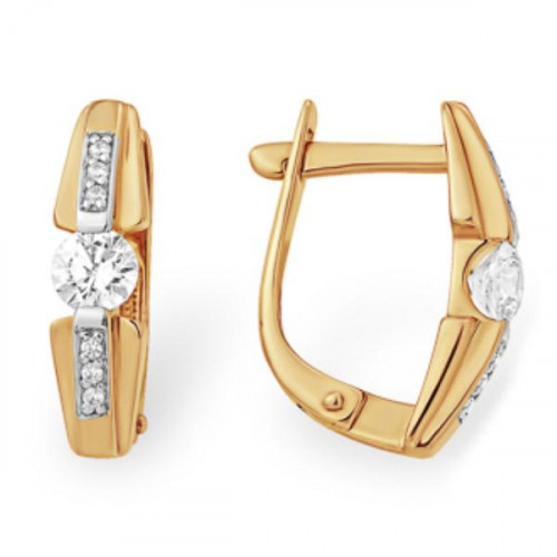 Серьги из красного золота 585 пробы с кристаллом Сваровски