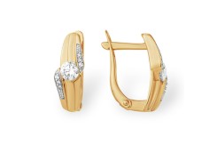 Золотые cерьги классические с фианитом