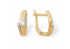 Золотые cерьги классические с фианитом