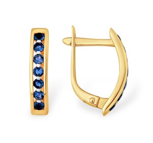 Золотые cерьги с сапфиром