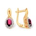 Золотые cерьги классические с рубином