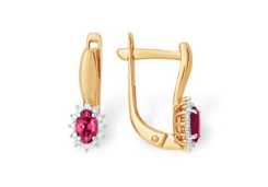 Золотые cерьги с рубином