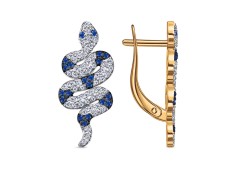 Золотые cерьги классические с фианитом