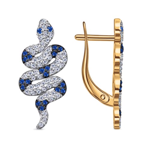 Золотые cерьги классические с фианитом