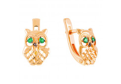 Золотые cерьги классические с фианитом