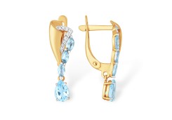 Золотые cерьги висячие с топазом