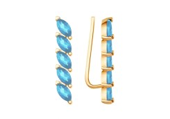 Золотые cерьги классические с топазом