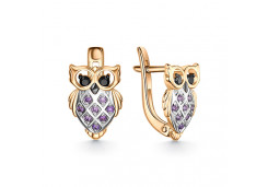 Золотые cерьги классические с фианитом