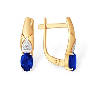 Золотые cерьги с сапфиром