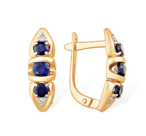 Золотые cерьги с сапфиром