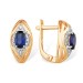 Золотые cерьги классические с сапфиром