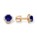 Золотые cерьги пусеты (гвоздики) с сапфиром