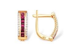 Золотые cерьги с рубином