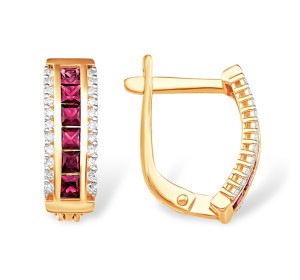 Золотые cерьги с рубином