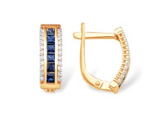 Золотые cерьги с сапфиром