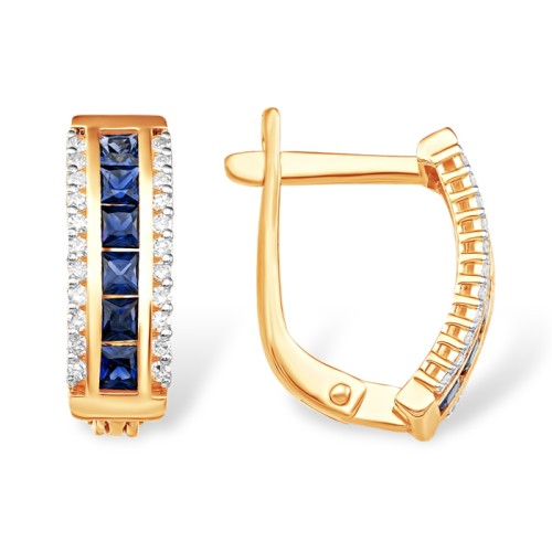 Золотые cерьги с сапфиром