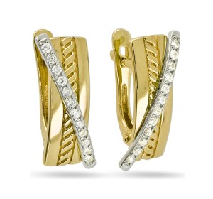 Серьги из желтого золота с фианитом