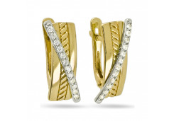 Серьги из желтого золота с фианитом