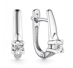 Серьги из белого золота с бриллиантом