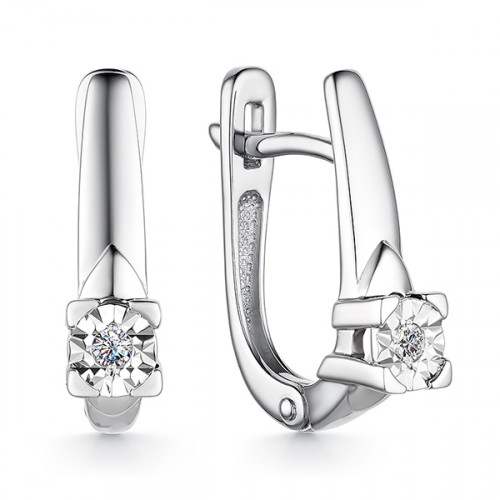 Серьги из белого золота с бриллиантом