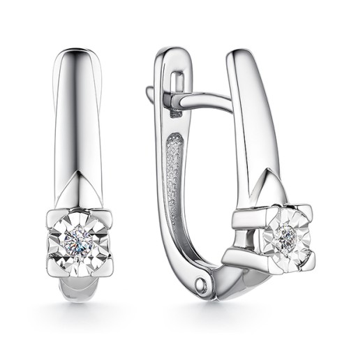 Серьги из белого золота с бриллиантом