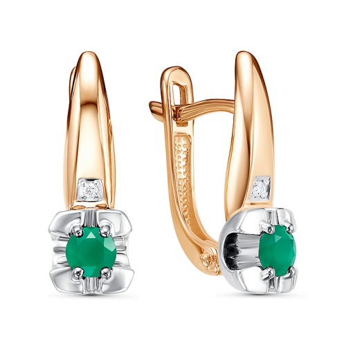Золотые cерьги с изумрудом
