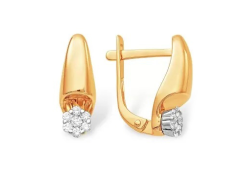 Золотые cерьги классические с бриллиантом