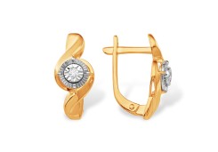 Золотые cерьги классические с бриллиантом