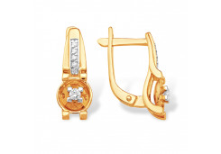 Золотые cерьги классические с бриллиантом