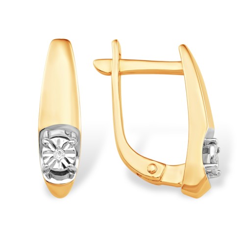 Золотые cерьги с бриллиантом