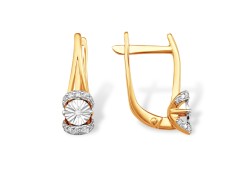 Золотые cерьги классические с бриллиантом