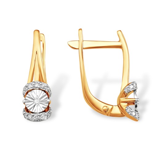 Золотые cерьги классические с бриллиантом