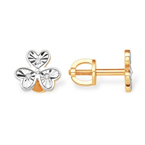 Золотые cерьги пусеты (гвоздики) с бриллиантом