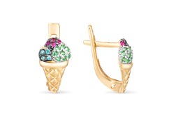 Золотые cерьги классические с фианитом