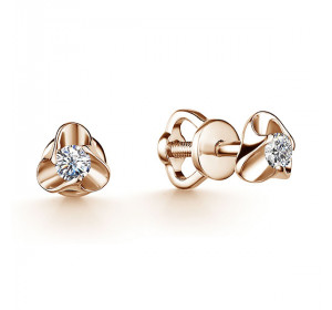 Золотые cерьги пусеты (гвоздики) с бриллиантом