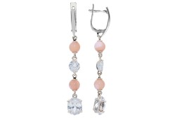 Серебряные cерьги висячие с кварцем