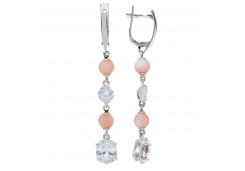 Серебряные cерьги висячие с кварцем