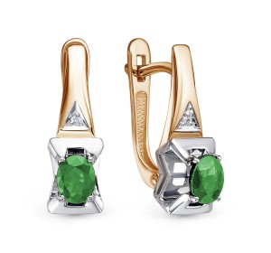 Золотые cерьги с изумрудом