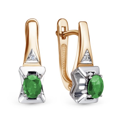 Золотые cерьги с изумрудом