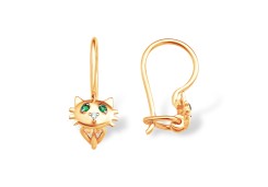 Золотые cерьги классические с фианитом