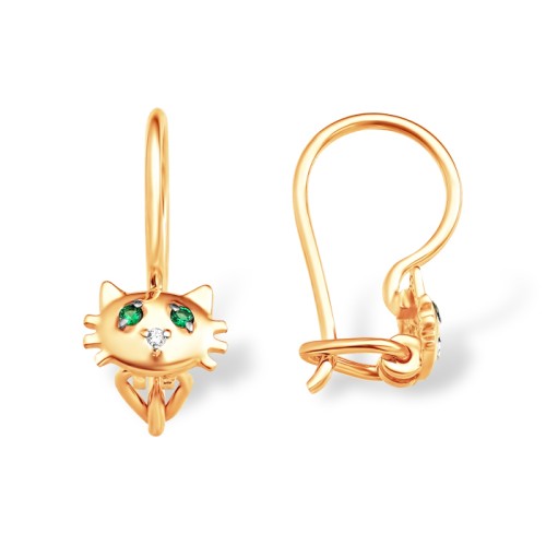 Золотые cерьги классические с фианитом