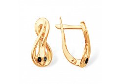 Золотые cерьги классические с фианитом