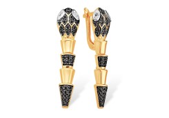 Золотые cерьги висячие с фианитом